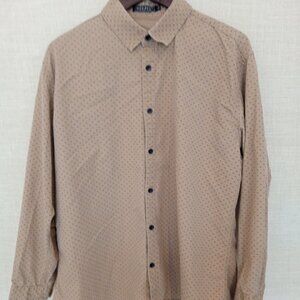Wulful Tan Long Sleeve Pattern Button Down Shirt